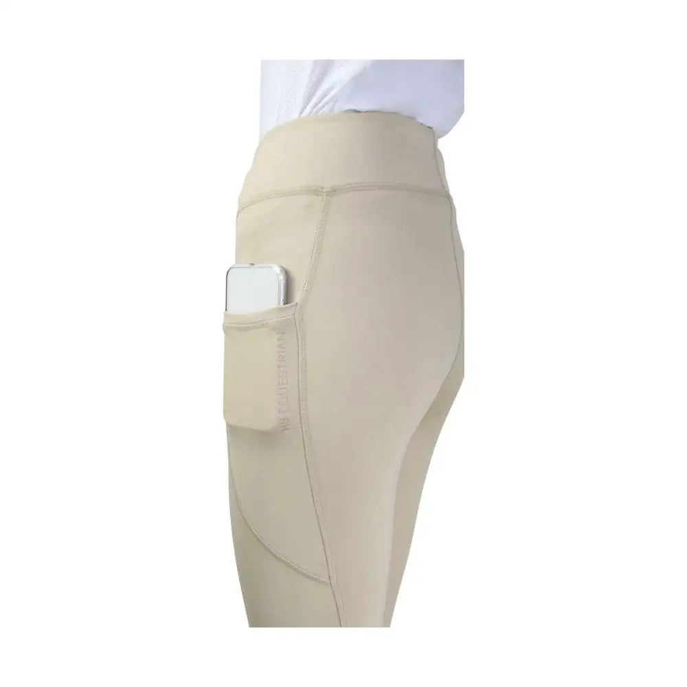 Hy Equestrian Childrens Selah Competition Riding Tights Beige 7-8 Years Riding Tights Barnstaple Equestrian Supplies