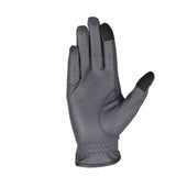 Black equestrian children’s shimmer riding gloves with textured pebbled leather and reinforced touchscreen fingertips