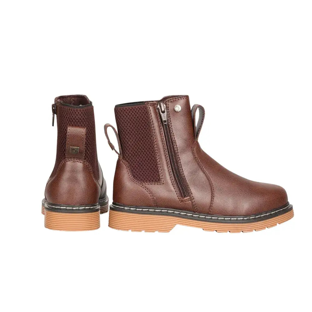 Brown leather equestrian children’s staden chelsea boot with side zipper and breathable mesh panels for comfort