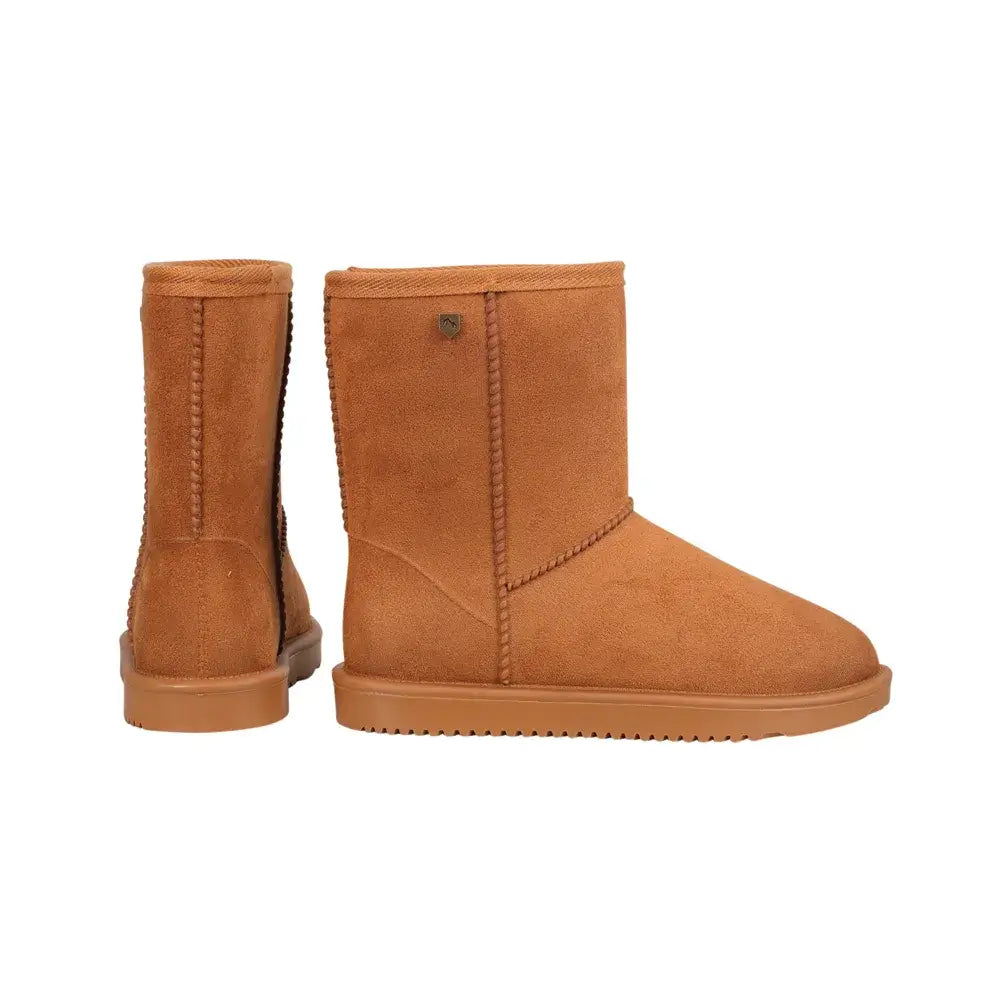 Tan suede Hy Equestrian Chisworth waterproof fleece ankle boot with stitched seam detail and matching rubber sole