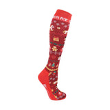 Hy Equestrian Christmas Cross Stitch Socks (Pack of 3) Red/Green/Gold 4-8 Riding Socks Barnstaple Equestrian Supplies