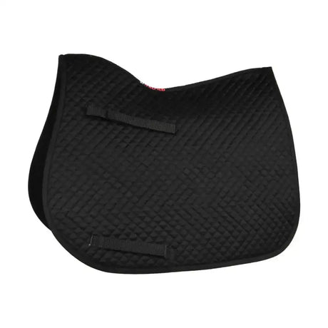 Black quilted Hy Equestrian competition all purpose pad with diamond pattern and two black velcro straps for saddle pads