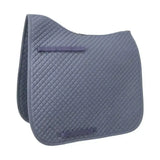 Gray quilted hy equestrian competition dressage pad with diamond pattern and two matching hywither range straps