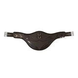 Black leather contoured stud girth with silver buckles and central d-ring for hycomfort tpu long stud use