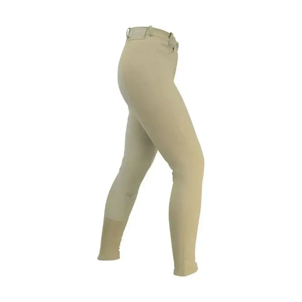 Beige equestrian cranwell ladies breeches with fitted design belt loops and reinforced alos knee for riding comfort