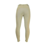 Beige HY equestrian cranwell ladies breeches with smooth fabric, belt, and reinforced alos knee for riding comfort