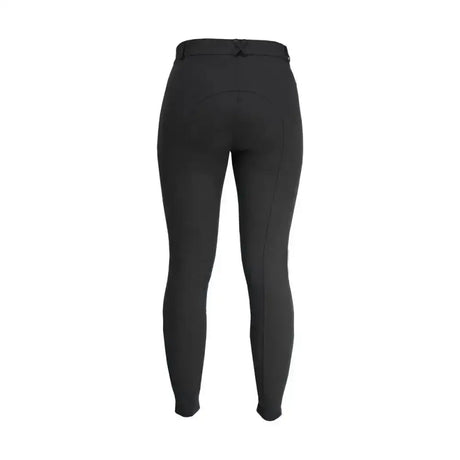 Black equestrian cranwell ladies breeches with a smooth fit reinforced alos knee and concealed back zipper shown from back