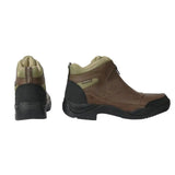 Hy equestrian cromford short boots in brown and olive green leather with mesh panels and black rubber sole