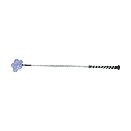 Hy Equestrian Daisy Maid Whip mint/Silver/Blue & Pink Flowers (Velvet Detail) Riding Crops & Whips