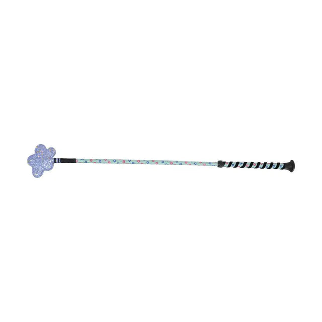 Hy Equestrian Daisy Maid Whip Mint/Silver/Blue & Pink Flowers (Velvet Detail) Riding Crops & Whips