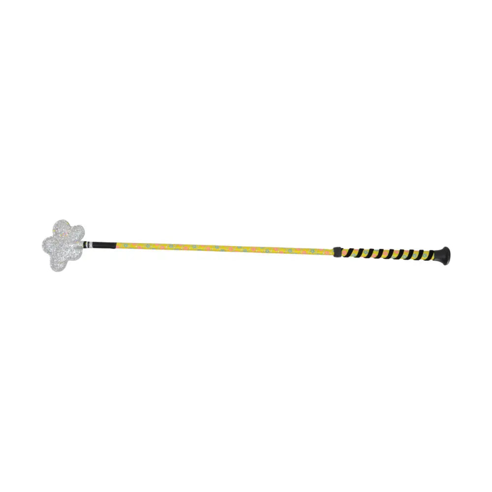 Hy Equestrian Daisy Maid Whip Yellow/Silver/Pink & Teal Flowers (Velvet Detail) Riding Crops & Whips