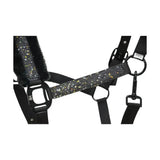 Black glitter hy equestrian dazzle head collar with plush lining adjustable straps and intricate star detailing