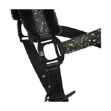 Black hy equestrian dazzle head collar with glittering star patterned straps and plush fur trim detailing
