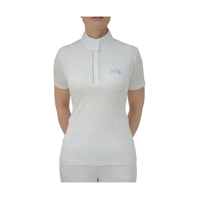 HY Equestrian Diamante Show Shirt Arctic White Large Show Shirts Barnstaple Equestrian Supplies