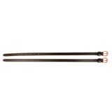 Two dark brown leather equestrian diamante spur straps with rose gold-toned beaded buckles for stylish riding gear