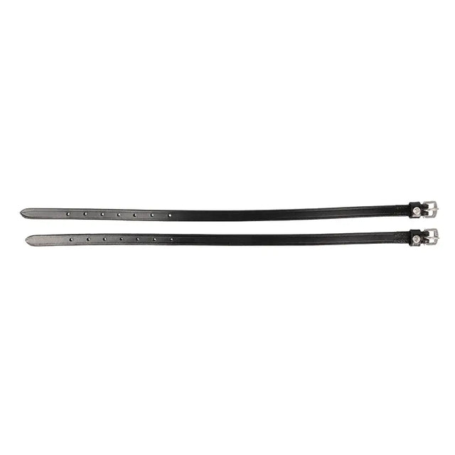 Black leather hy equestrian diamante stud spur straps with silver-toned metal buckles for horse riding gear