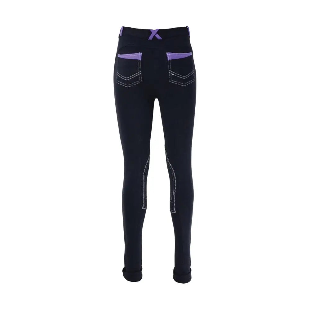 Hy Equestrian Diesel Children's Jodhpurs Navy/Lavender 18" Jodhpurs Barnstaple Equestrian Supplies