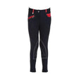 Black equestrian diesel children’s jodhpurs with red waistband accents and stylish stitching details for kids