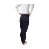 Dark navy equestrian diesel ladies jodhpurs with purple-trimmed pockets and white stitching, a fashionable jodhpur option