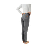 Gray equestrian diesel ladies jodhpurs with orange-trimmed pockets and stitching for fashionable riding
