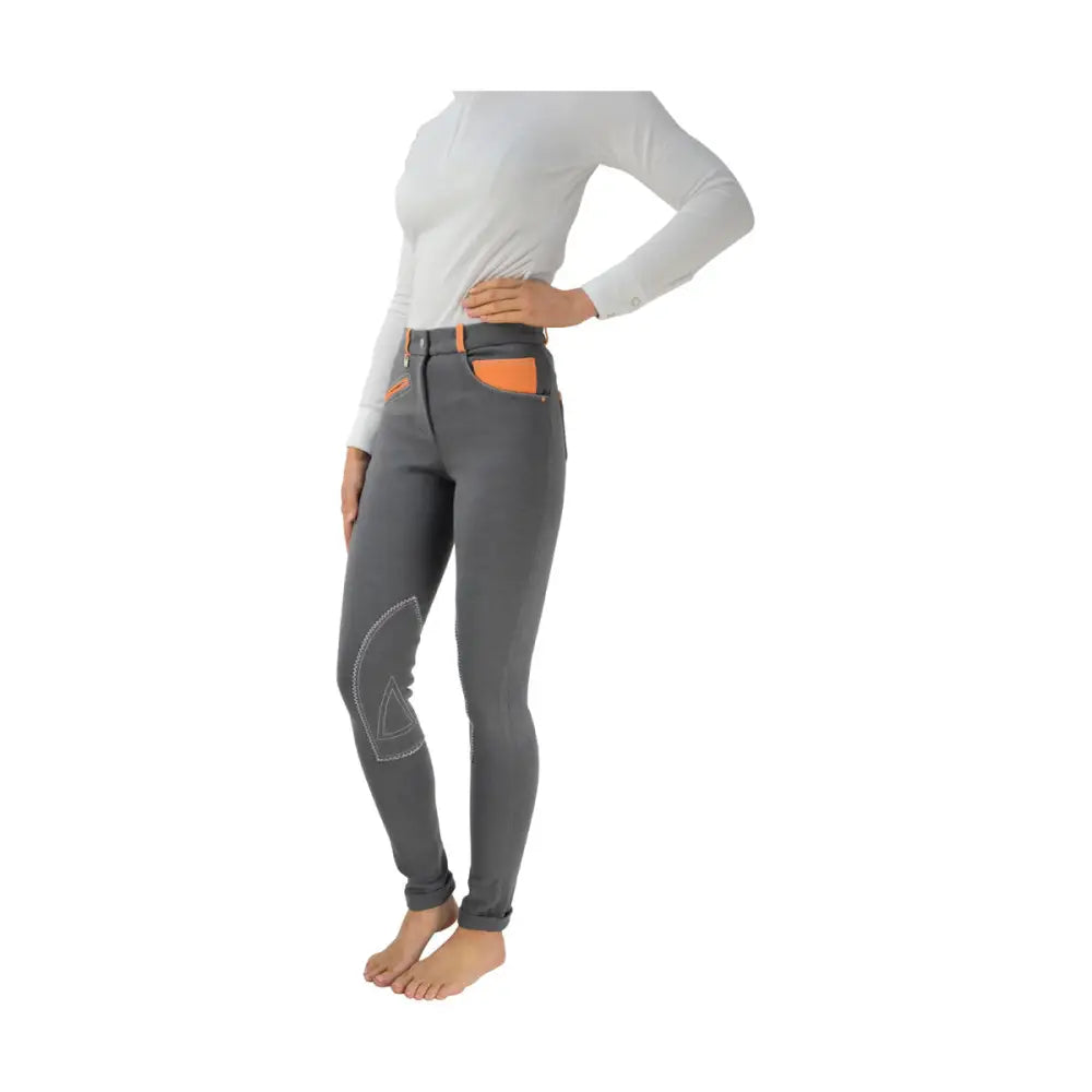 Hy Equestrian Diesel Ladies Jodhpurs Charcoal/Pink 26" Breeches