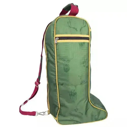 Hy Equestrian Divine Deer Boot Bag Moss/Merlot/Fawn One Size Riding Boot Bags