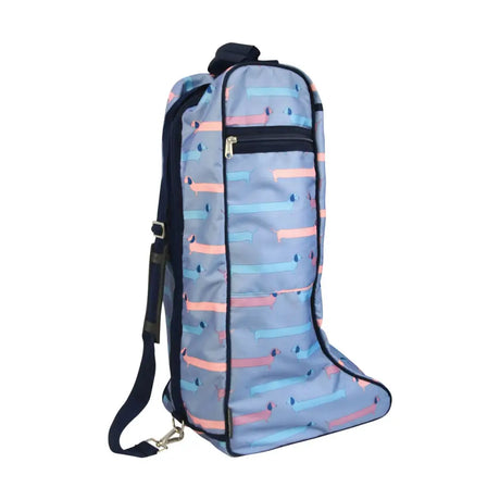 Hy Equestrian Dorris The Dachshund Boot Bag Riviera/Navy Riding Boot Bags Barnstaple Equestrian Supplies