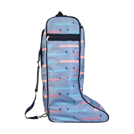 Hy Equestrian Dorris The Dachshund Boot Bag Riviera/Navy Riding Boot Bags Barnstaple Equestrian Supplies