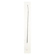 Hy equestrian dressage whip with a black wire and white leather handle packaged in clear plastic for dressage use