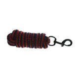 A hy equestrian duo lead rope coiled in attractive twin colours with a black metal carabiner clip