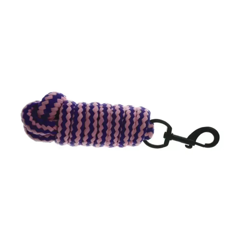Hy Equestrian duo lead rope coiled with attractive twin colours purple and pink stripes and black swivel hook