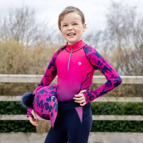 Hy Equestrian DynaForce Base Layer 7-8 Years Raspberry / Navy Base Layers Barnstaple Equestrian Supplies