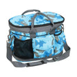 Blue and gray camouflage insulated dynaforce grooming bag with gray straps and black mesh pocket practical and sturdy