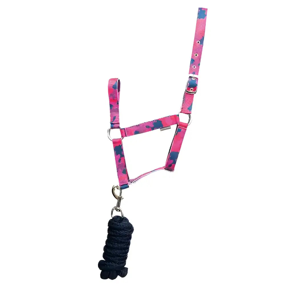 Hy Equestrian DynaForce Head Collar And Lead Rope Raspberry / Navy Raspberry/Navy Small Pony Headcollar Sets