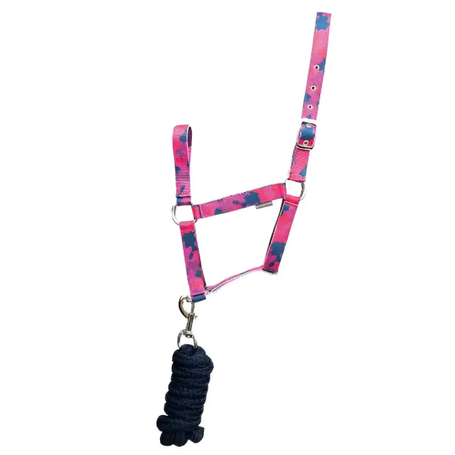 Hy Equestrian DynaForce Head Collar And Lead Rope Raspberry / Navy Raspberry/Navy Small Pony Headcollar Sets