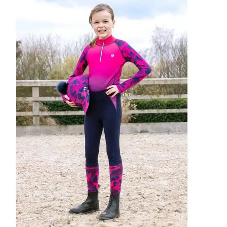 Hy Equestrian DynaForce Riding Tights 7-8 Years Raspberry / Navy Riding Tights