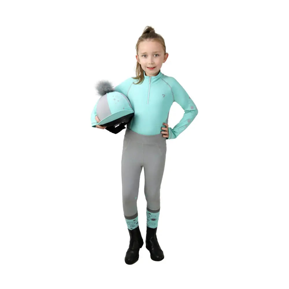 Hy Equestrian DynaMizs Ecliptic Baselayer Mint/Grey 15-16 Years Base Layers