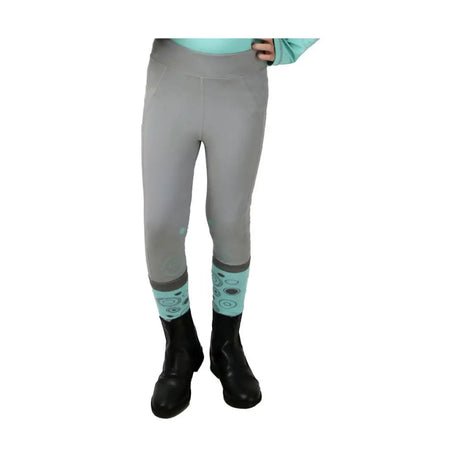 Hy Equestrian DynaMizs Ecliptic Riding Tights Mint / Grey MInt / Grey 11-12 Years Riding Tights Barnstaple Equestrian Supplies