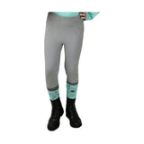 Gray dynamizs ecliptic riding tights with mint green patterned cuff perfect for equestrian use