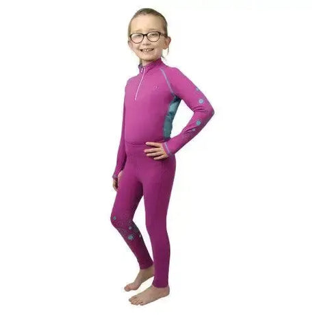 Hy Equestrian DynaMizs Ecliptic Riding Tights Plum / Teal Plum/Teal 9-10 Years Riding Tights
