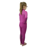 A vibrant magenta equestrian dynamizs ecliptic full-body wetsuit with gray reflective panels perfect for fantastic riding tights enthusiasts