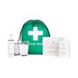Hy equestrian equine first aid starter kit in a handy drawstring green bag with white cross and first aid text