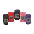 A set of black red dark gray pink and purple hy equestrian exercise bandage elasticated support leg bandages