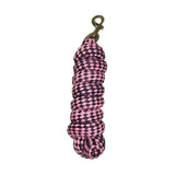 Pink and black checkered hy equestrian extra soft lead rope with brass trigger hook and extra thick soft lead rope design
