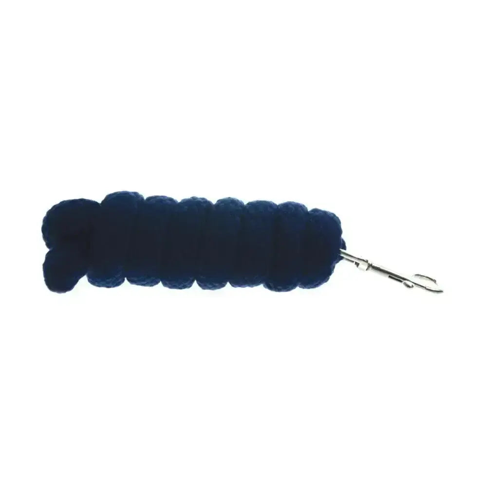 Dark blue plush braided horse mane halter with silver trigger hook and extra soft lead rope for gentle control