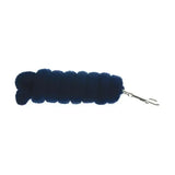 Dark blue plush braided horse mane halter with silver trigger hook and extra soft lead rope for gentle control