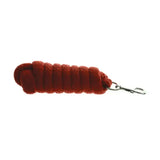 Red braided extra soft lead rope with silver trigger hook for easy horse handling from hy equestrian