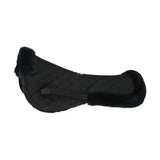 Black quilted fleece half pad with plush fur trim from hy equestrian fab fleece half pad collection