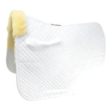 White quilted hy equestrian fab fleece saddle cloth with soft yellow fleece lining for comfortable riding