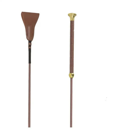 Hy Equestrian Faux Leather Riding Whip Brown/Gold Riding Crops & Whips
